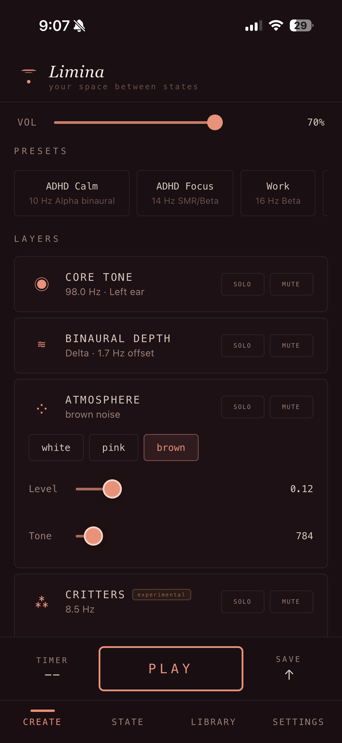 Create — full mixer